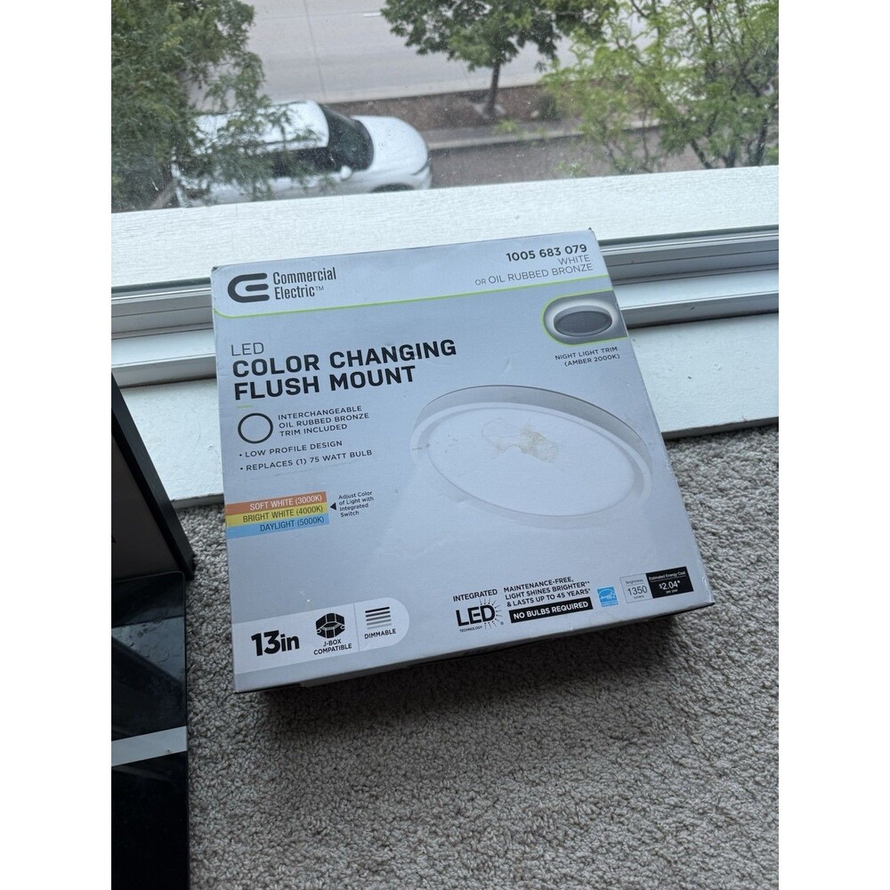 Commercial Electric LED Flush Mount Light – White, Color Changing *New*